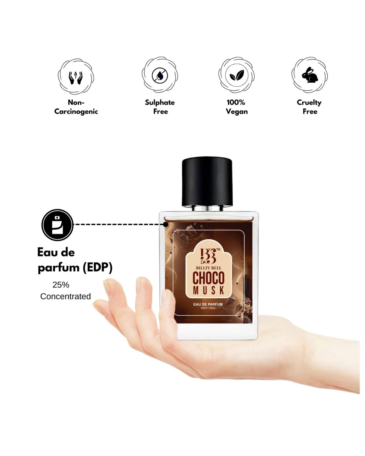 Billiy Bell Choco Musk Eau De Parfum for Men & Women – 50ml / 1.69 fl oz – Long-Lasting Chocolate & Vanilla Fragrance image 3