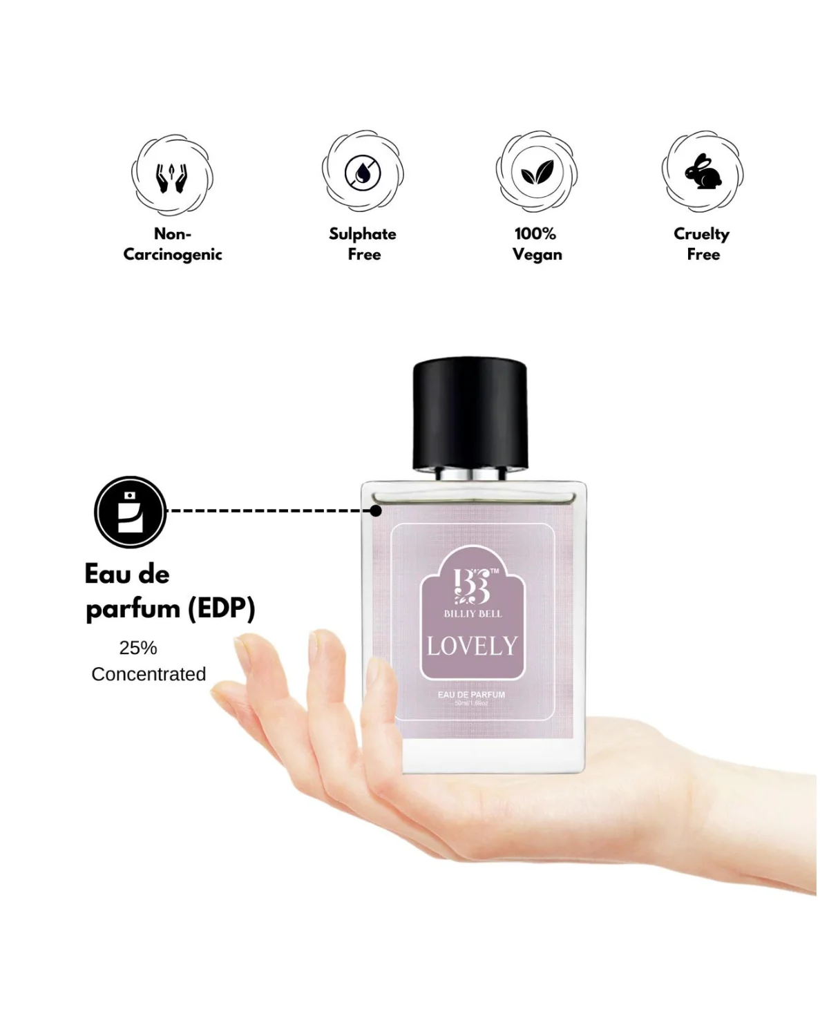 Billiy Bell Lovely Eau De Parfum for Women – 50ml / 1.69 fl oz – Long-Lasting Floral & Woody Fragrance image 3