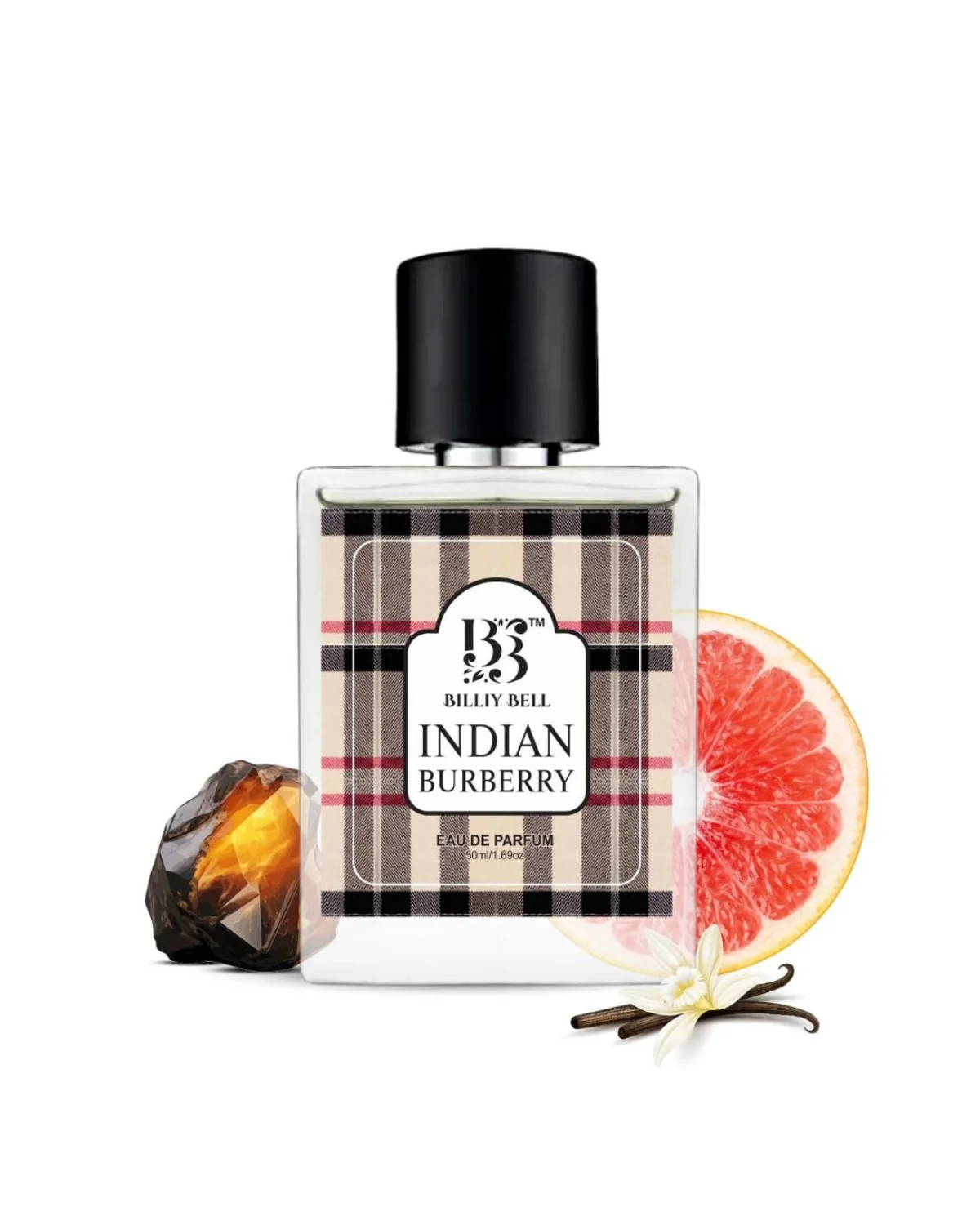 Billiy Bell Indian Burberry Eau De Parfum for Men – 50ml / 1.69 fl oz – Long-Lasting Citrus, Amber & Vanilla Fragrance