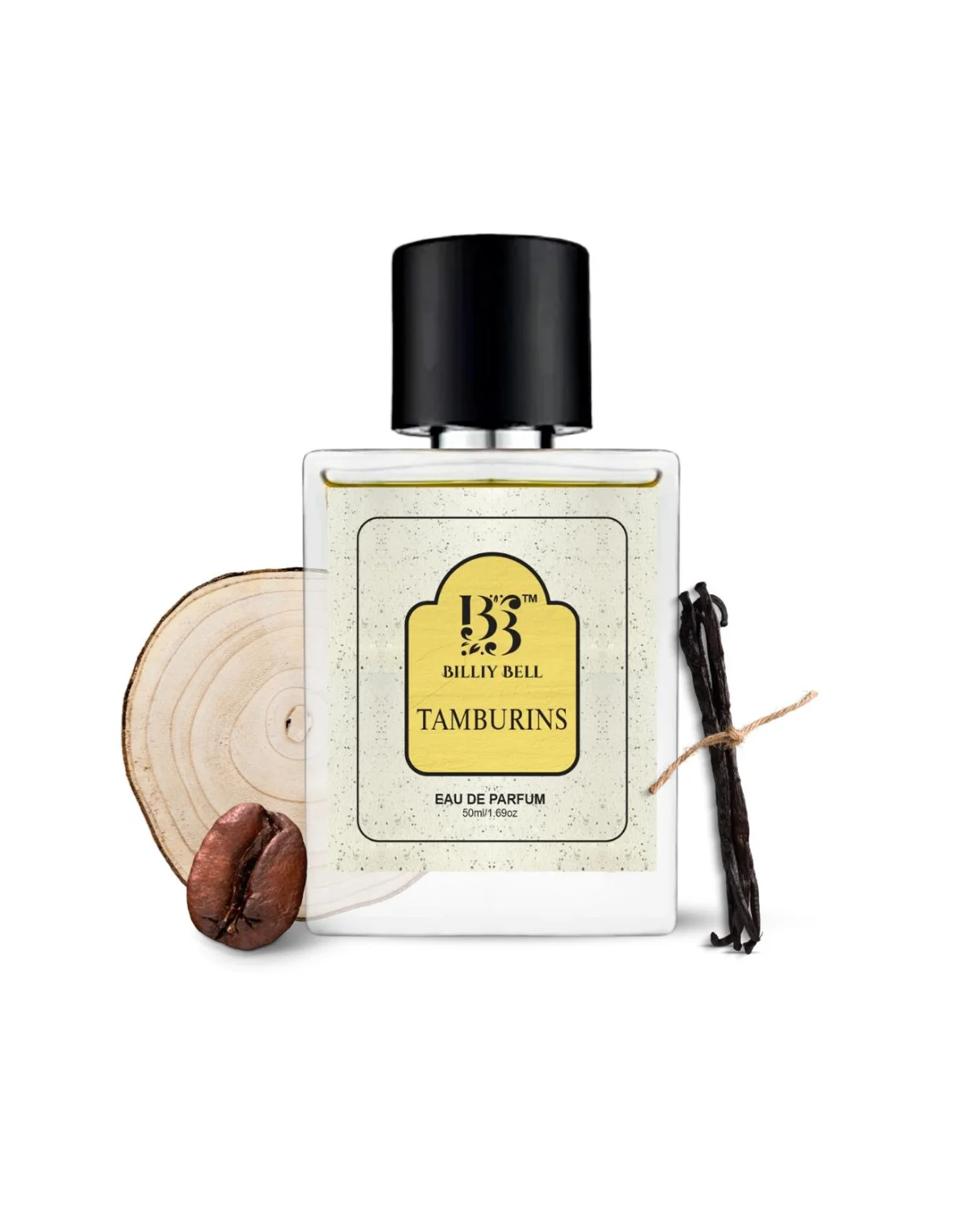 Billiy Bell Tamburins Eau De Parfum for Men – 50ml / 1.69 fl oz – Long-Lasting Woody, Coffee & Vanilla Fragrance