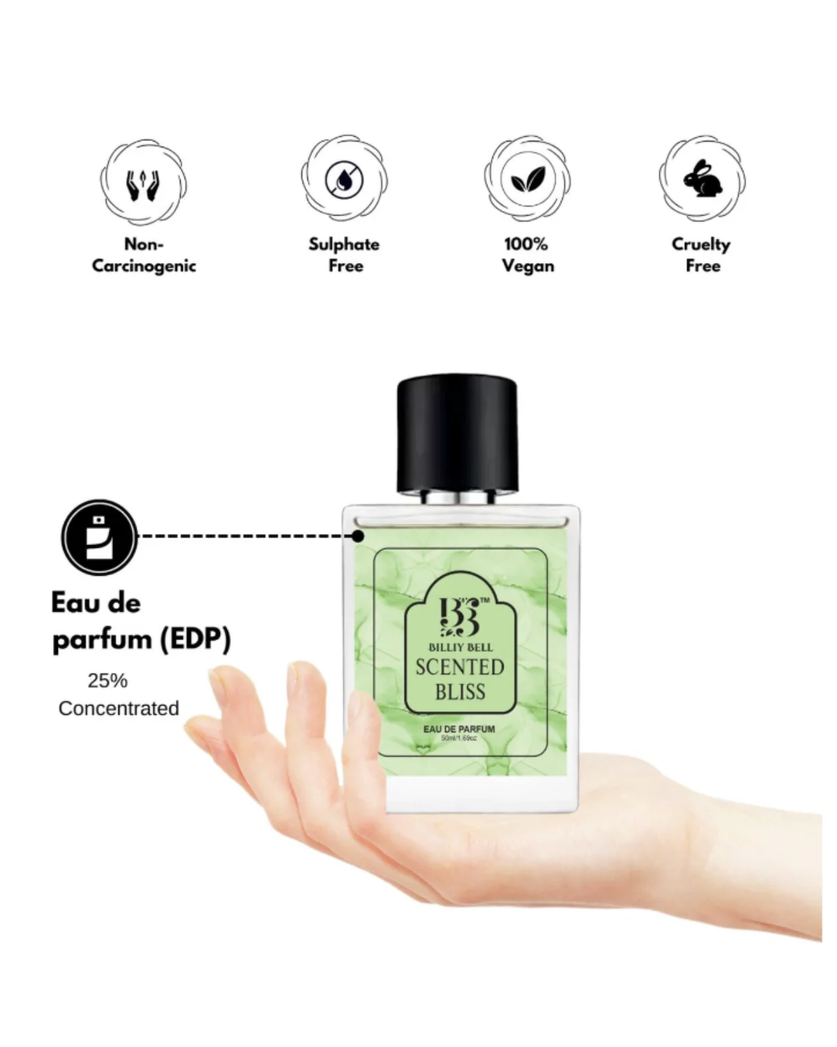 Billiy Bell Scented Bliss Eau De Parfum for Men – 50ml / 1.69 fl oz – Fresh & Juicy Fruity Tropical Fragrance image 2