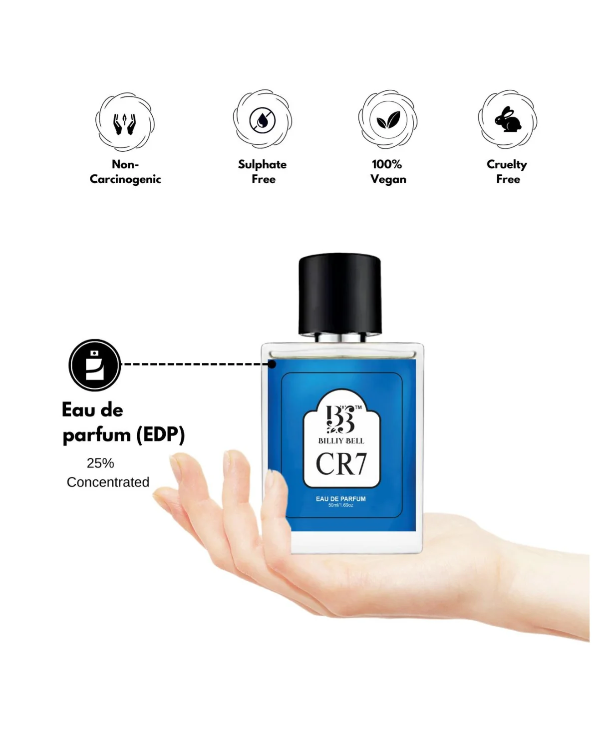Billiy Bell CR7 Eau De Parfum for Men – 50ml / 1.69 fl oz – Long-Lasting Woody Amber & Warm Vanilla Fragrance image 3